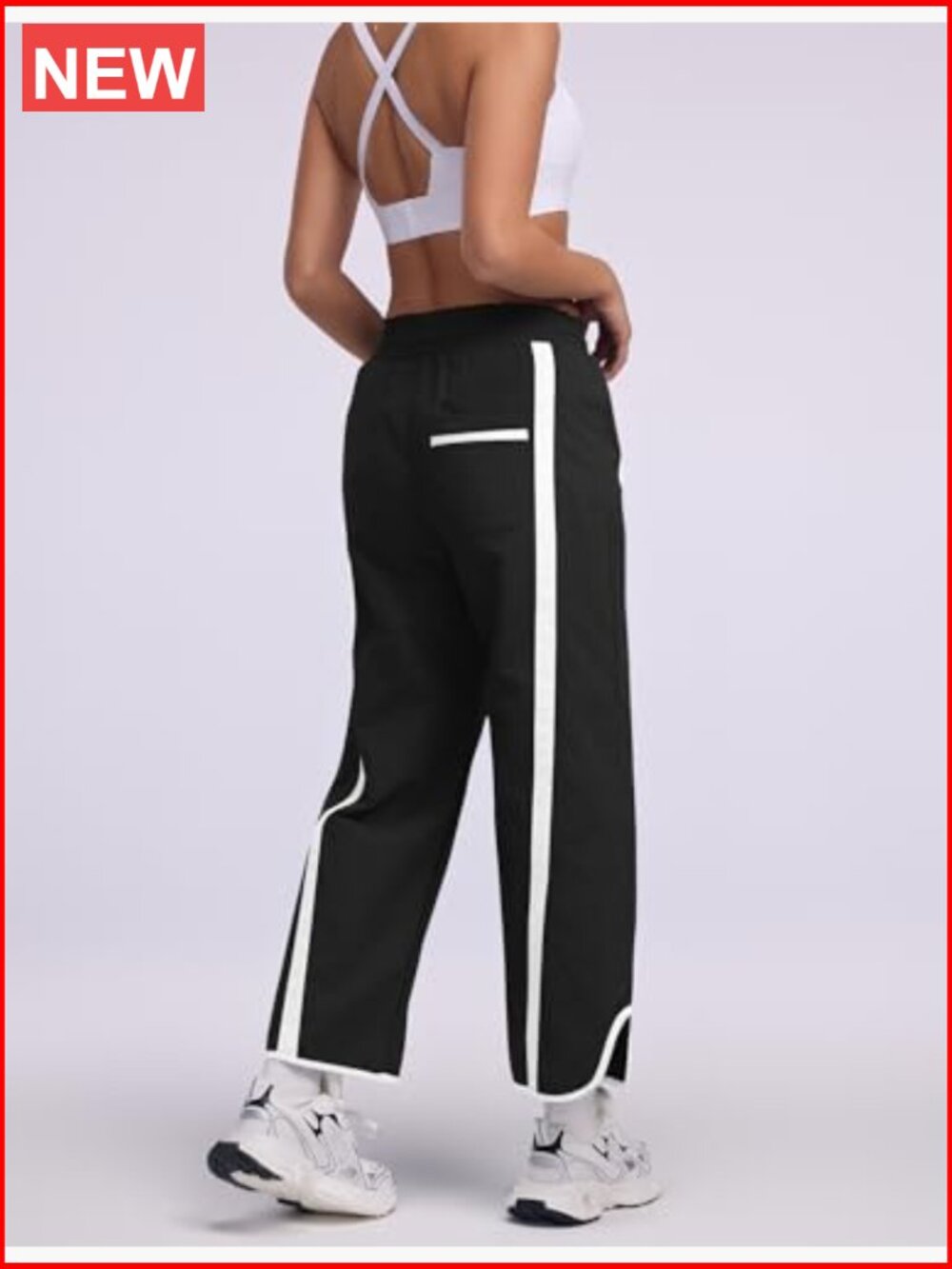 Wide Leg Track Pants with Pockets Y2K Baggy Drawstring Elastic Waist Lightweight - Picture 6 of 7